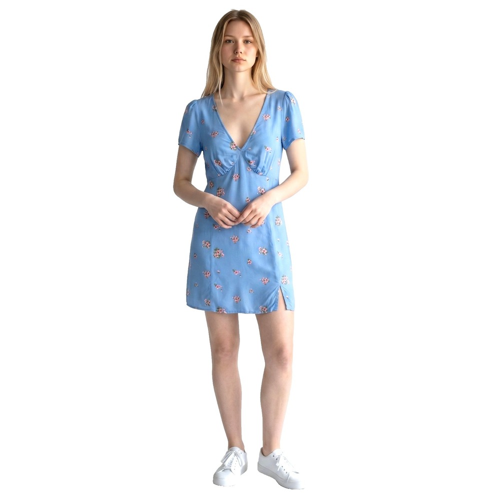 American Eagle Blue Floral Mini Dress Size Small Y2K Babydoll Cottagecore Dainty